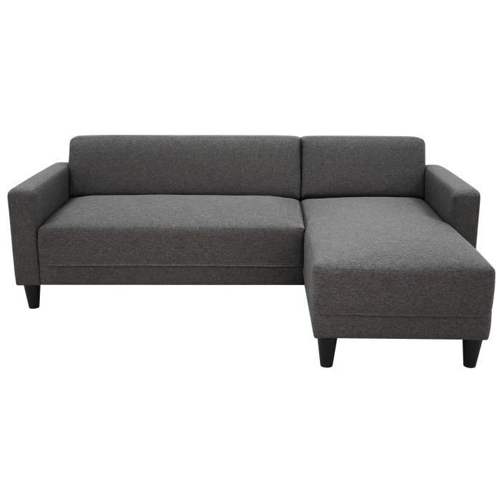Canapé d'angle fixe 4 places BOB - Tissu anthracite - Réversible - L