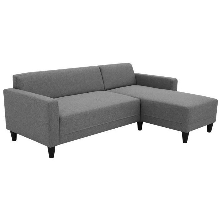 Canapé d'angle fixe 4 places BOB - Tissu anthracite - Réversible - L