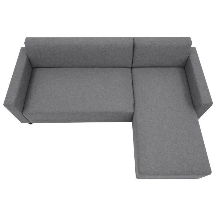 Canapé d'angle fixe 4 places BOB - Tissu anthracite - Réversible - L