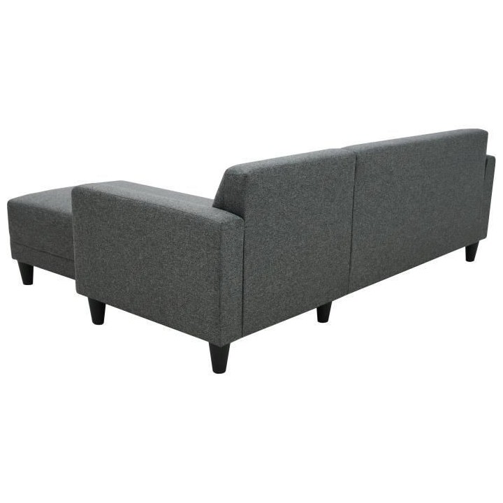 Canapé d'angle fixe 4 places BOB - Tissu anthracite - Réversible - L