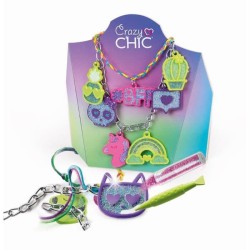 Clementoni - Coffret création colliers et bracelets avec pendentifs colorés - Crazy Chic - Fabriqué en Italie