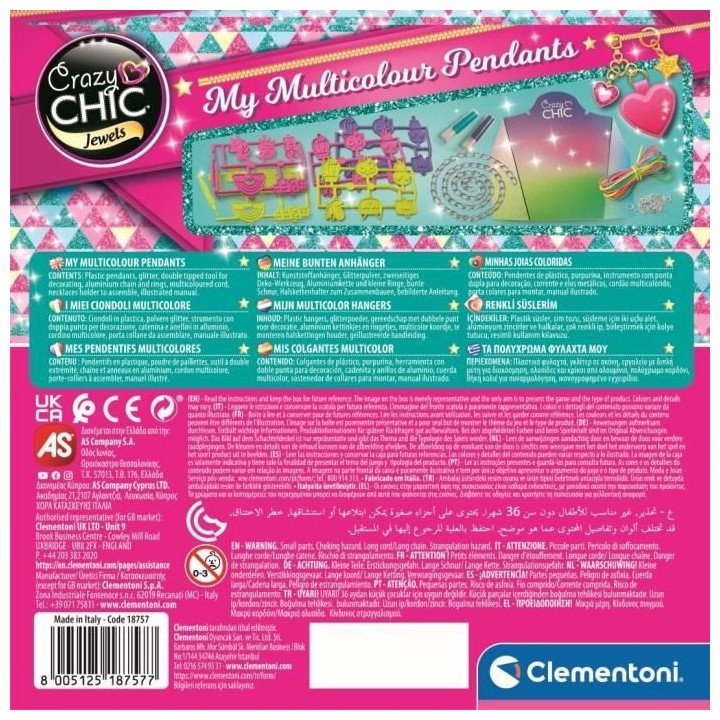 Clementoni - Coffret création colliers et bracelets avec pendentifs c