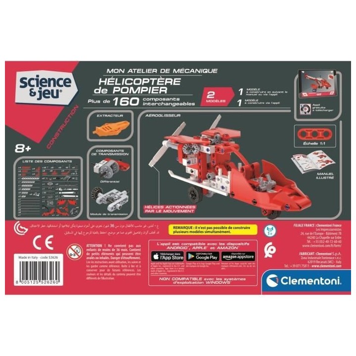Jeu Clementoni - Hélicoptere de pompiers - 52626 - Des 8 ans