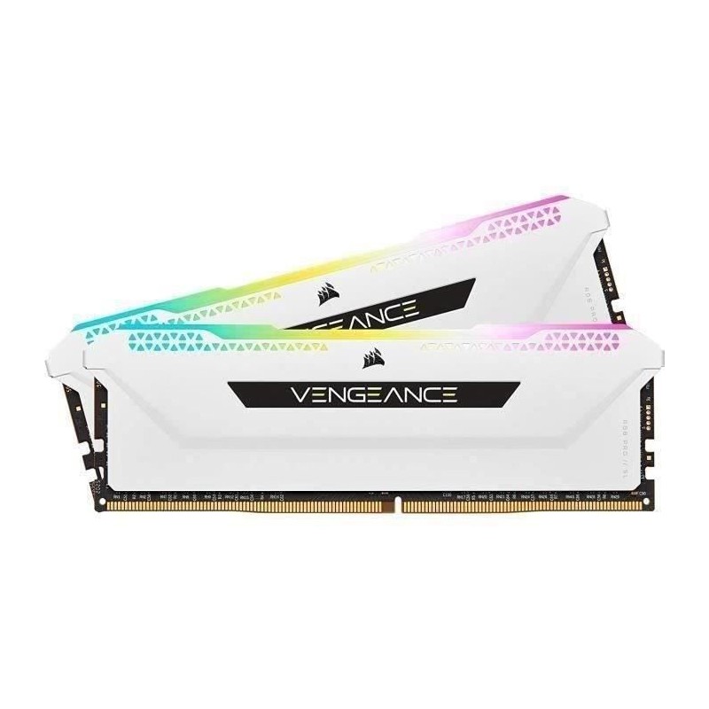 Mémoire RAM - CORSAIR - Vengeance RGB Pro SL DDR4 - 16GB 2x8GB DIMM - 3200 MHz - 1.35V - Blanc (CMH16GX4M2E3200C)