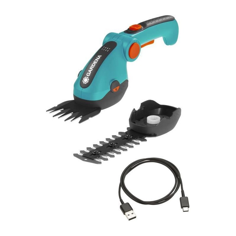 Kit cisaille a gazon ComfortCut Li + lame taille-buissons - 3,6 V/3,0 Ah - Protection de lames Câble USB-C - 9888-20