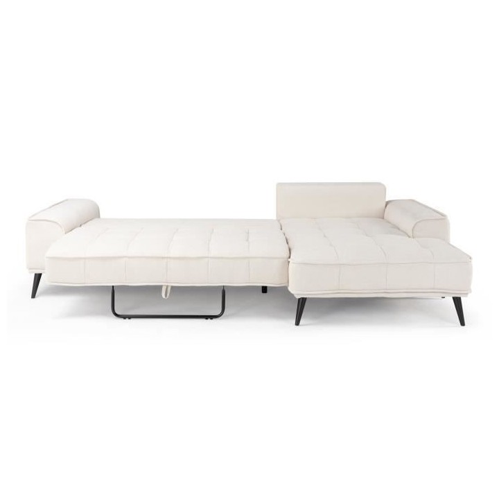 Canapé d'angle droit convertible GOMERA - 4 places - Tissu beige - Co