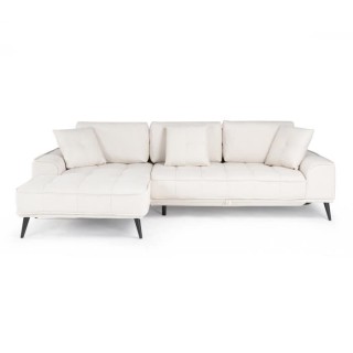 Canapé d'angle gauche convertible GOMERA - 4 places - Tissu beige - C