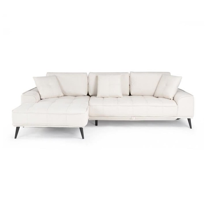 Canapé d'angle gauche convertible GOMERA - 4 places - Tissu beige - C