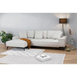 Canapé d'angle gauche convertible GOMERA - 4 places - Tissu beige - Contemporain - L291 x P168 x H71 cm