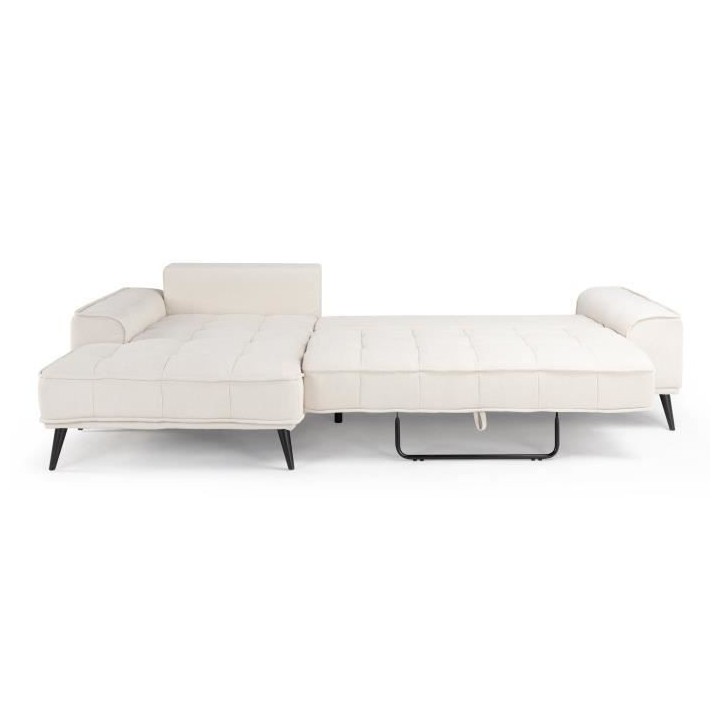 Canapé d'angle gauche convertible GOMERA - 4 places - Tissu beige - C