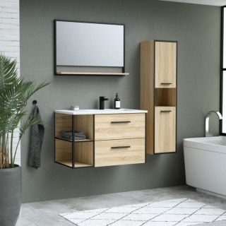Ensemble INDUS, set de salle de bain 80, vanity+vasque+miroir & colonn