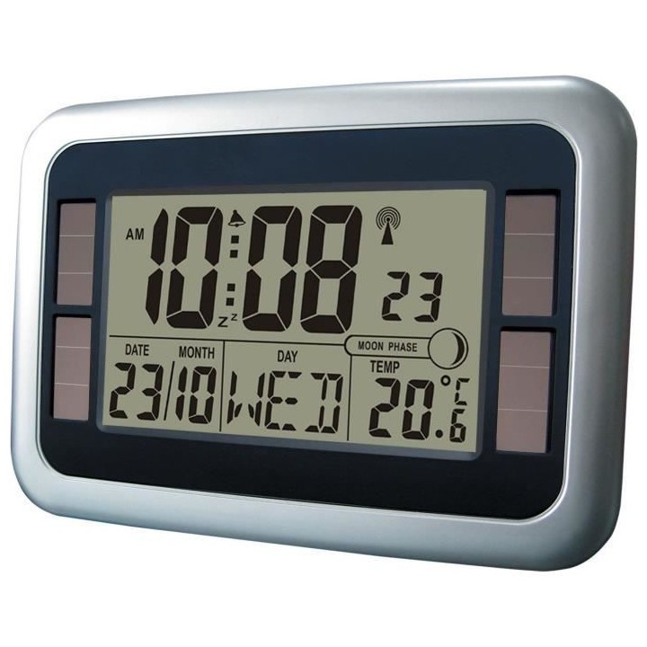 PENDULE SOLAIRE DIGITAL SILVER - INOVALLEY - PRC10SOL-N