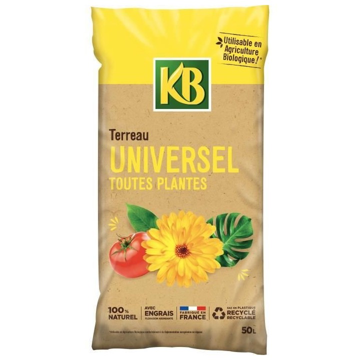 KB Terreau universel toutes plantes 50L - Formule enrichie en engrais