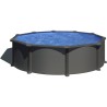 GRE - Kit Piscine hors sol acier ronde grise anthracite - Louco - Ø480 x 122 cm (Livrée avec filtre a sable, échelle de sécu