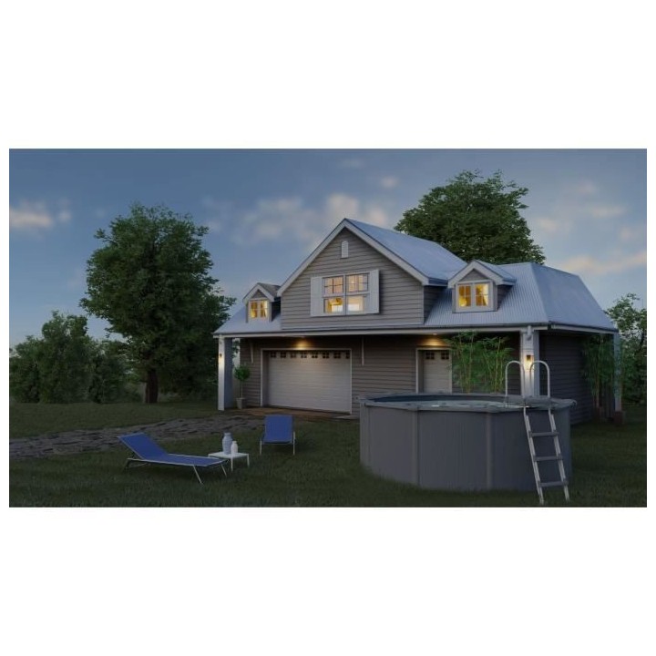 GRE - Kit Piscine hors sol acier ronde grise anthracite - Louco - Ø48