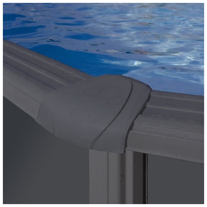 GRE - Kit Piscine hors sol acier ronde grise anthracite - Louco - Ø48