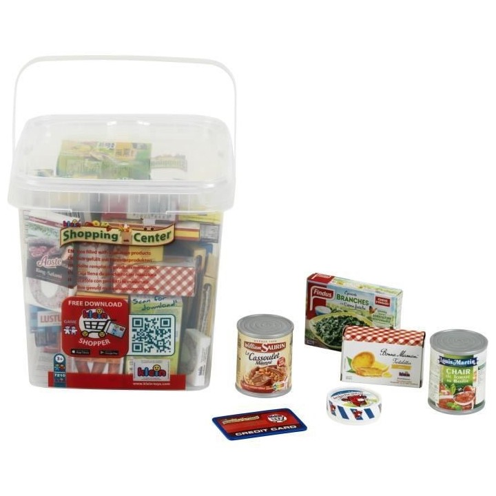 Grande boîte de rangement garnie de boîtes d'aliments factices avec