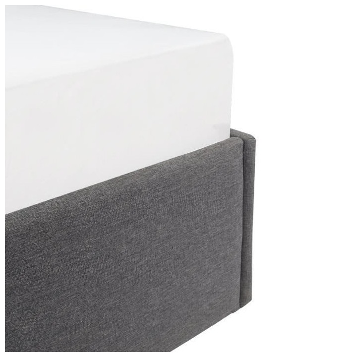 ECLIPSE Lit coffre adulte 140x190 cm - Tissu gris clair - Sommier incl