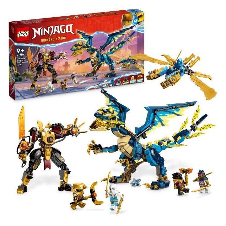 LEGO NINJAGO 71796 Le Dragon Élémentaire contre le Robot de l'Impér
