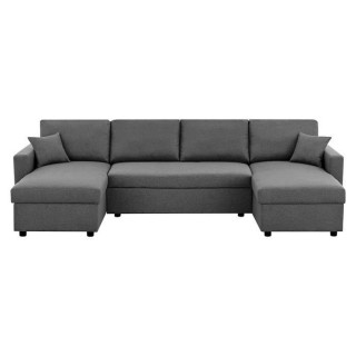 Canapé d'angle convertible panoramique + 2 coffres de rangement + 2 c