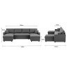 Canapé d'angle convertible panoramique + 2 coffres de rangement + 2 coussins - Tissu Gris - L 300 x P 148 x H 83 cm - OWENS