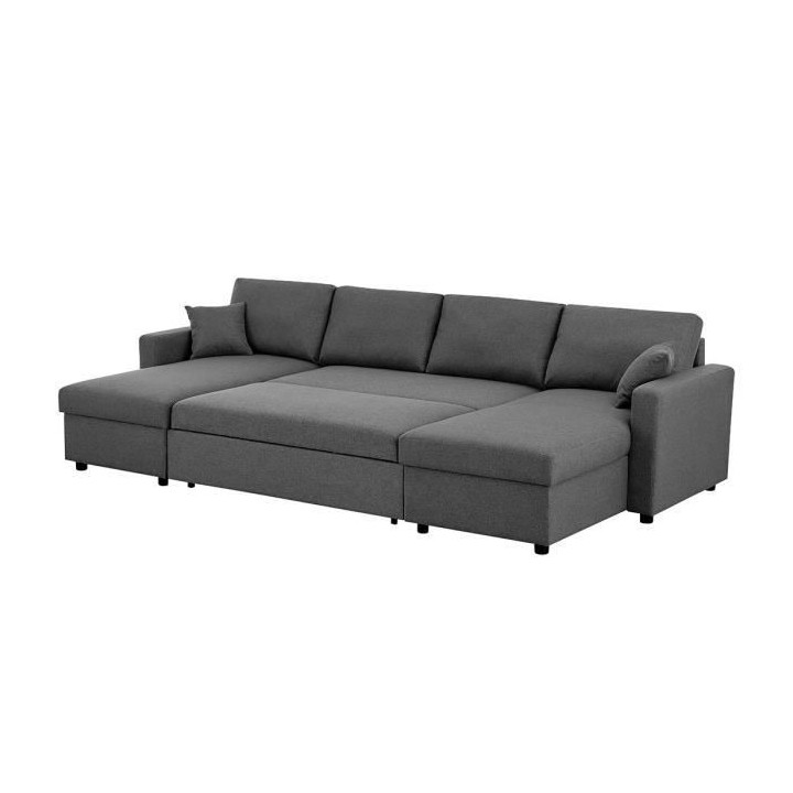 Canapé d'angle convertible panoramique + 2 coffres de rangement + 2 c