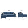 Canapé d'angle réversible et convertible + 2 coussins - Tissu Bleu - L 220 x P 148 x H 83 cm - TOM