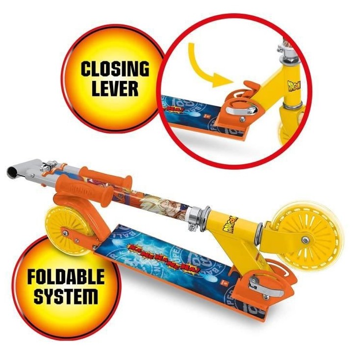 MONDO - Trottinette / Patinette 2 roues pliable - Dragon Ball