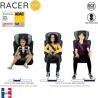 Siege auto NANIA RACER Groupe 1/2/3 (9-36Kg) - Tetiere réglable en hauteur - 3 étoiles ADAC - Access gris - Fabriqué en Franc