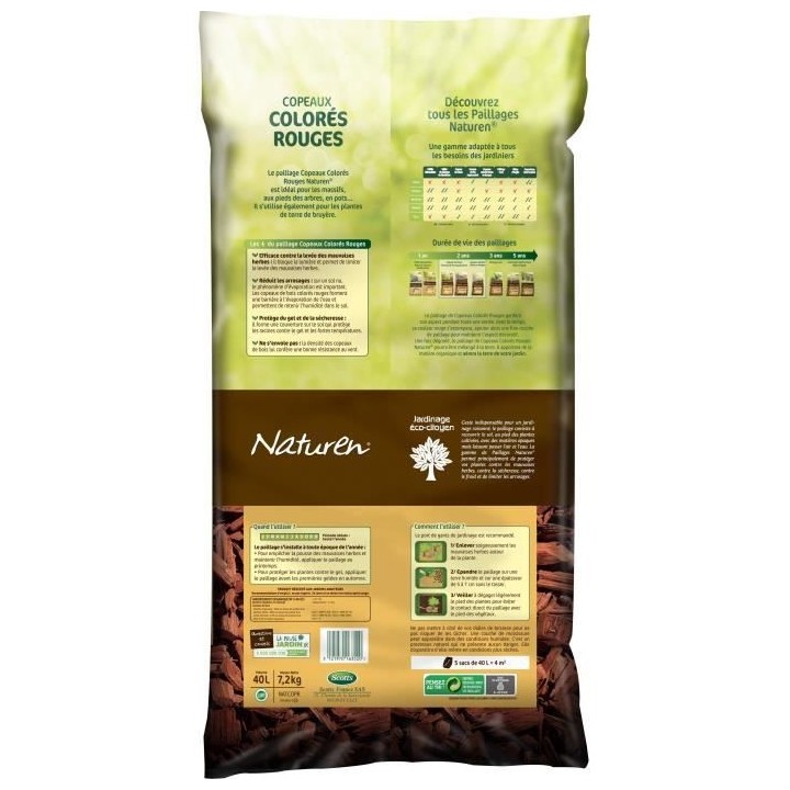 NATUREN Copeaux Colorés Rouges - 40L