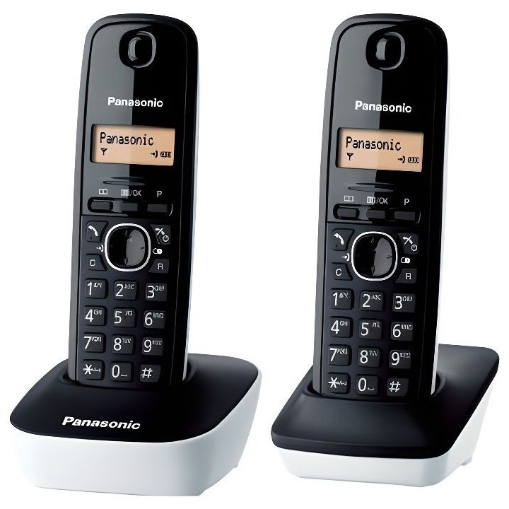 Panasonic KX-TG1612FRW Duo Téléphone Sans Fil Sans Répondeur Noir B