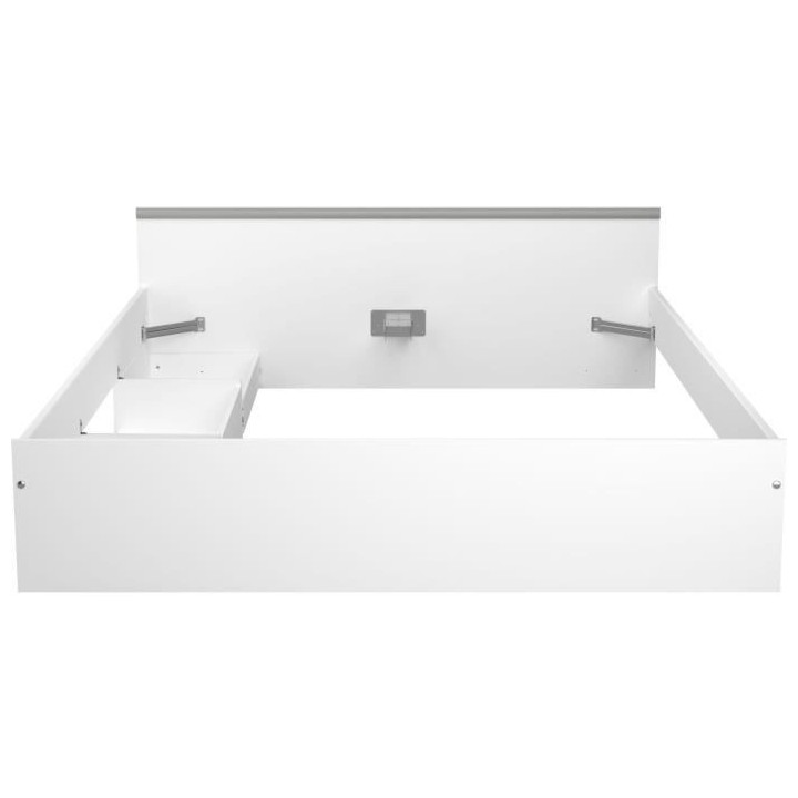 Lit adulte ZODIAC 160x200 - Décor blanc - 2 tiroirs - L165.8 x H58.9