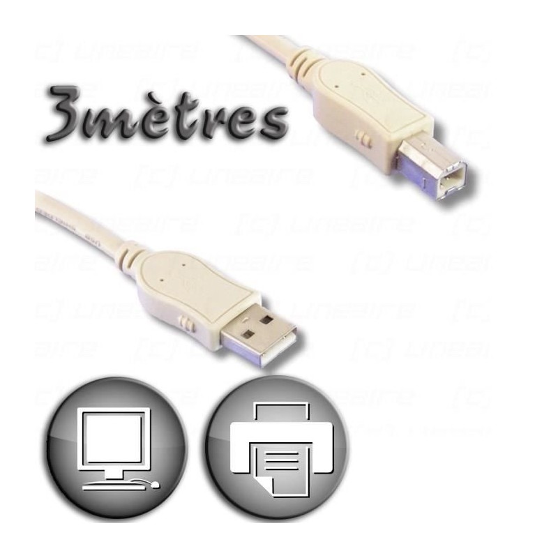 Câble USB 2.0 A mâle / Type B mâle 3m