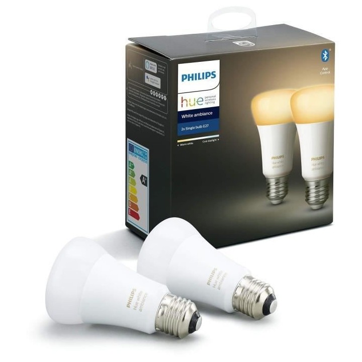 Philips Hue White Ambiance, ampoule LED connectée E27 équivalent 75W