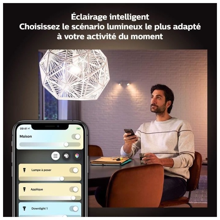 Philips Hue White Ambiance, ampoule LED connectée E27 équivalent 75W