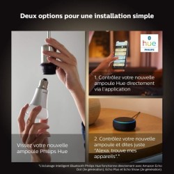 Philips Hue White Ambiance, ampoule LED connectée E27 équivalent 75W, 1100 lumen, compatible Bluetooth, pack de 2