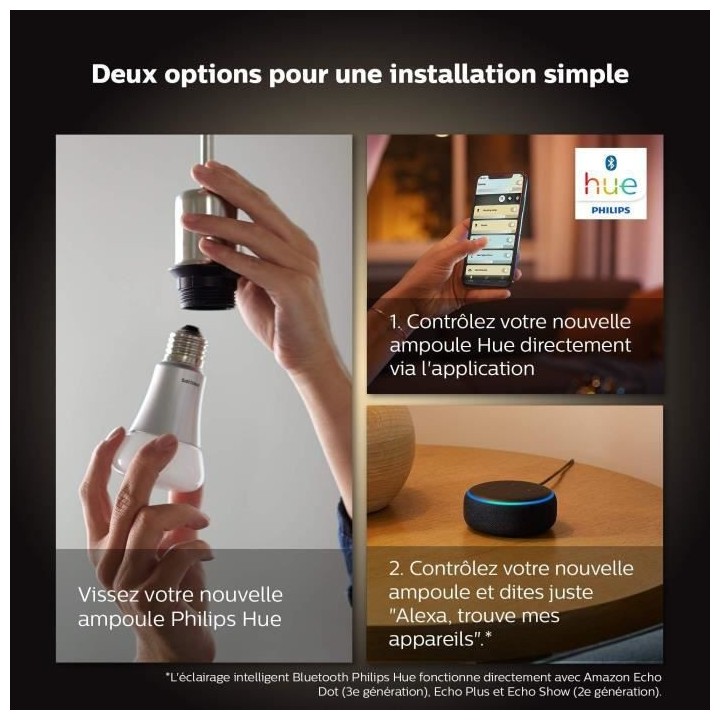 Philips Hue White Ambiance, ampoule LED connectée E27 équivalent 75W
