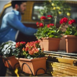 PLASTIKEN Jardiniere 60x20cm avec plateau et support balcon - Terracotta