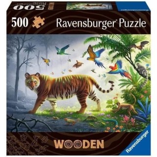 Puzzle en bois - Rectangulaire - 500 pcs - Tigre de la jungle - Adulte