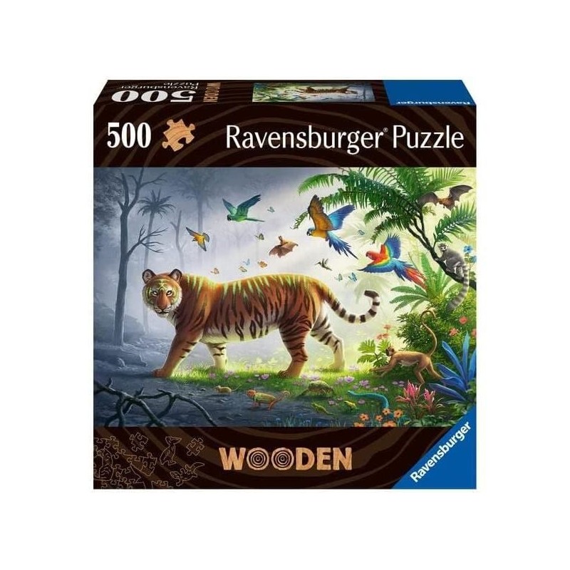 Puzzle en bois - Rectangulaire - 500 pcs - Tigre de la jungle - Adulte - 00017514