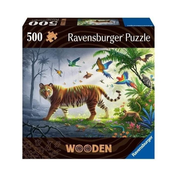 Puzzle en bois - Rectangulaire - 500 pcs - Tigre de la jungle - Adulte