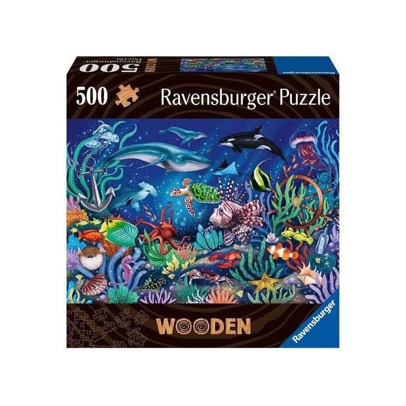 Puzzle en bois - Rectangulaire - 500 pcs - Monde marin coloré - Adulte - 00017515