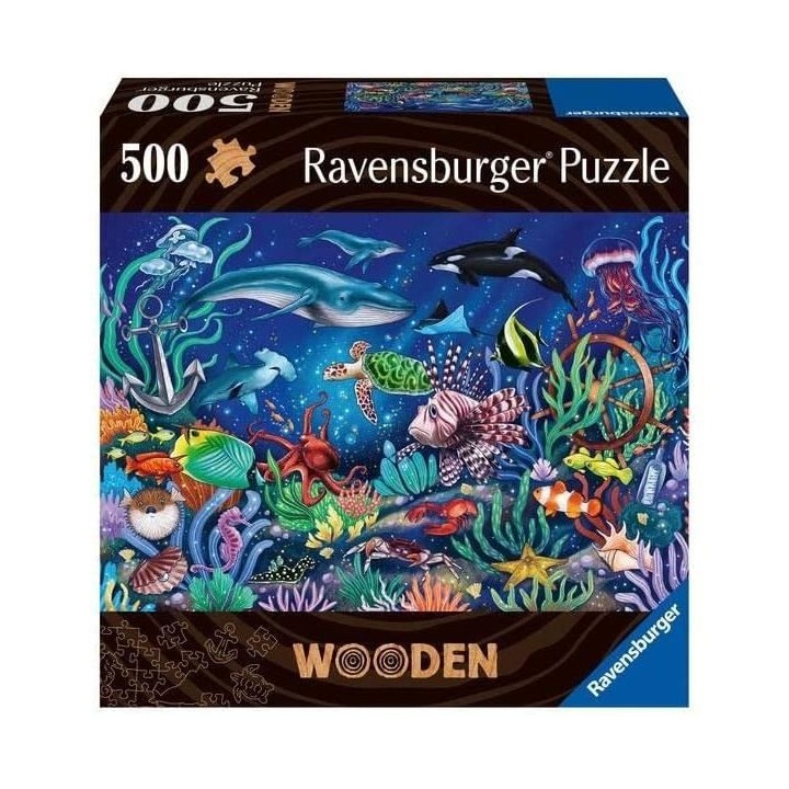 Puzzle en bois - Rectangulaire - 500 pcs - Monde marin coloré - Adult