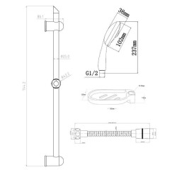 ROUSSEAU Barre de douche + douchette sans robinet Stop'o