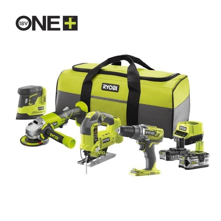 Combo 4 outils : perceuse + scie sauteuse + meuleuse + ponceuse triang