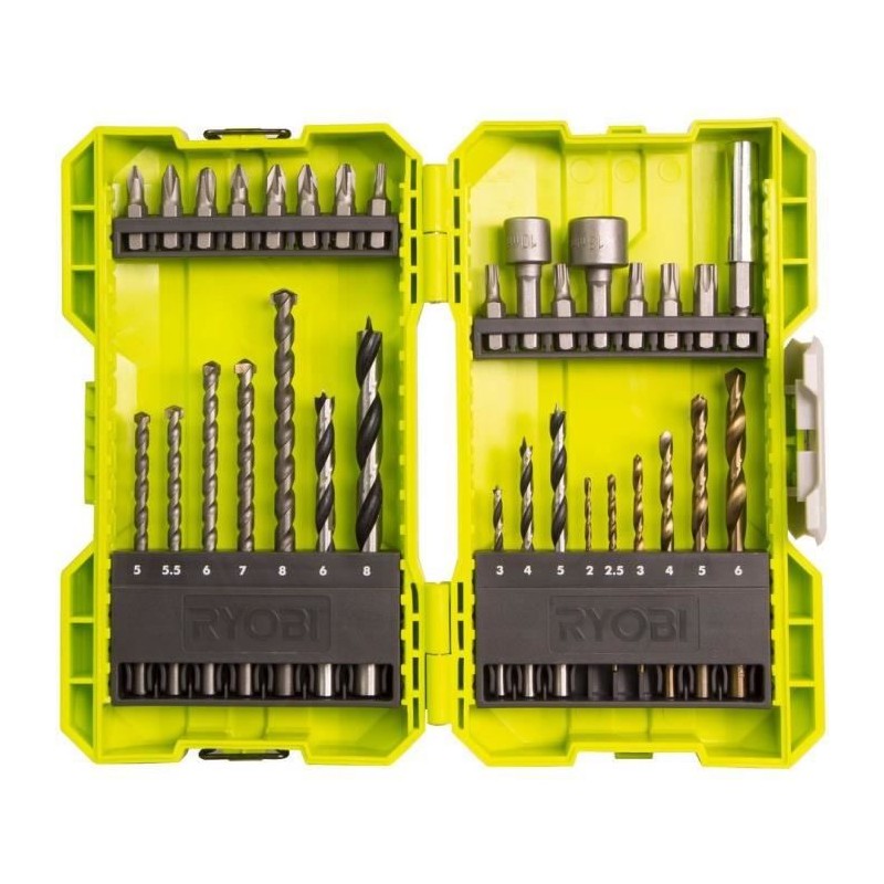 Coffret empilable de 32 accessoires RYOBI mixte perçage - vissage - boulonnage RAK32DDMIX