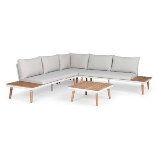 Salon de jardin en bois d'Acacia FSC avec coussins - 5 personnes - INC