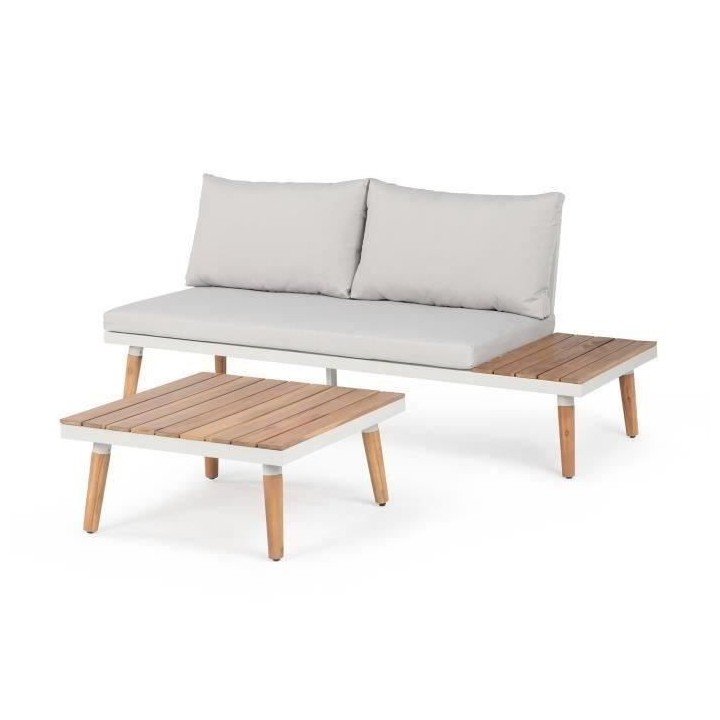 Salon de jardin en bois d'Acacia FSC avec coussins - 5 personnes - INC