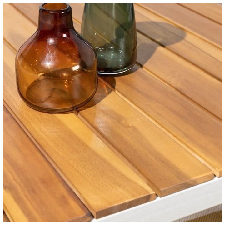 Salon de jardin en bois d'Acacia FSC avec coussins - 5 personnes - INC