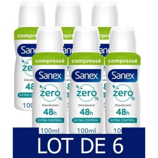 Lot de x 6 SANEX Déodorant sans sels d'aluminium Zéro 0% 48h spray c